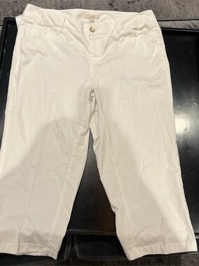 Sejour Women’s Sz 16W Wide Leg White Flat Front Pants Cotton